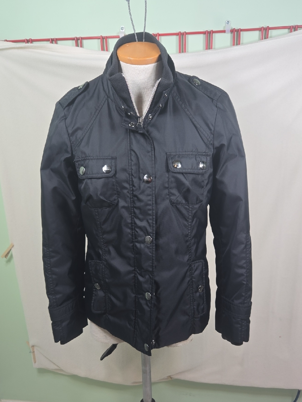 Esprit Black Military Field Jacket Influenced with Epaulets Y2K